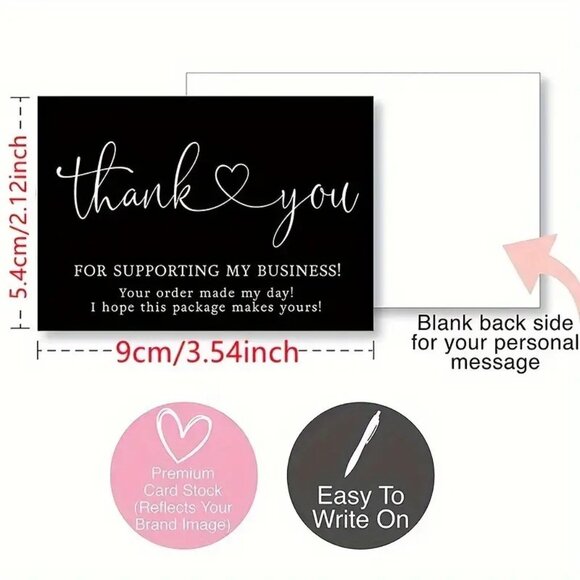 Thank You Cards Business 100 Supporting Small Business Hearts Sales Stylish - Picture 2 of 2
